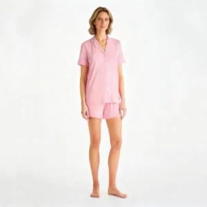 QinQin Wholesale Stylish Solid Soft Lightweight Women's Short-sleeve and Shorts Pajamas Sets Breathable Bamboo Fabric for Summer