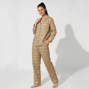 QinQin New Arrival Bright Floral Printed Lyocell V-neck Elegant Women's Long-sleeve Pants Pajamas Sets Comfortable Breathable