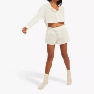 QinQin Elegant Casual Lightweight Comfortable Women's Long-sleeve Shorts Pajamas Set Breathable Lyocell Cozy Home Sleepwear
