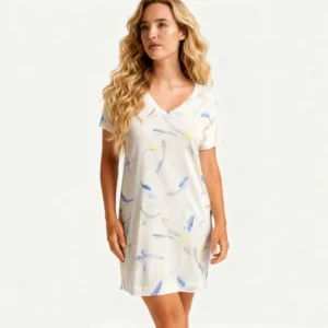 QinQin Custom Printing Perfect for Home Comfortable Stretchy Women's Night Dress Super Soft Lightweight Breathable Sleepwear