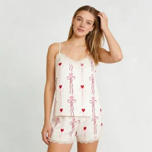 QinQin Fashionable Well-dressed Smooth Lightweight Breathable Women's Camisole Top and Shorts Pajamas Sets Nightwear for Summer