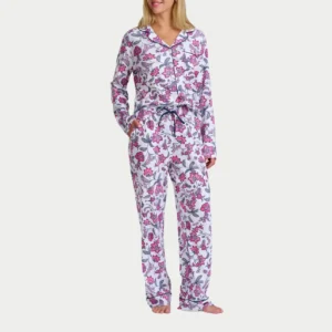 QinQin Comfortable High Quality Drawstring Women's Breathable Casual Soft Cozy Front Lyocell Long-sleeve Pants Pajama Set