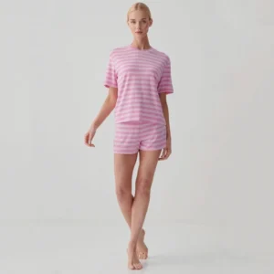 QinQin Elegant Elastic Waist Breathable Comfortable Super Soft Lyocell Short-sleeve Shorts Pajama Set Women Spring Summer Autumn