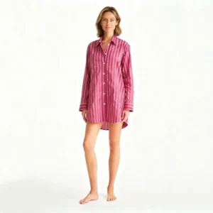 QinQin Elegant Fashionable Classic Trendy Women's Long-sleeve V-neck Nightgown Casual Pajamas Breathable Loungewear Home