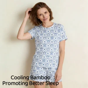 QinQin Breathable Bamboo Women's Two-Piece Pajama Set Elastic Waist Short Sleeve Shorts Sleepwear Set