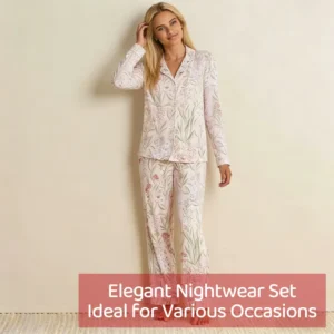 QinQin Flattering Women's Two-Piece Elastic Waist Front Custom Printed Long Sleeve Casual Loungewear Pajamas Sets