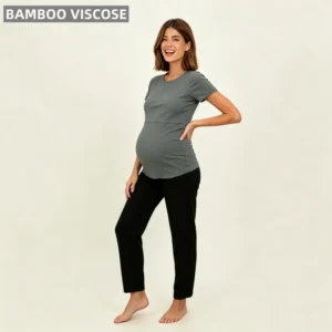 Bamboo Clothing Maternity/Nursing Elegant Soft Touch Breathable Short Sleeve Pants Sets Women Homewear Comfortable Loungewear