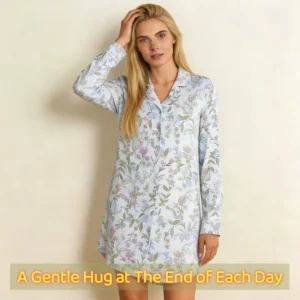 QinQin Women's Elegant V-neck Knee Length Long Sleeve Soft Breathable One Piece Nightgown Pajamas Custom Printing