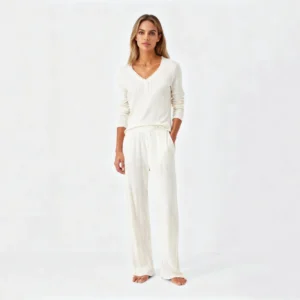 QinQin Elegant Casual Comfortable Breathable Lyocell Women's Long-sleeve Pants Pajamas Sets Lightweight Loungewear Sets Front