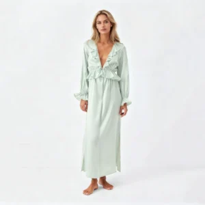 QinQin Enchanting Fashionable Well-dressed Lightweight Women's One-piece Night Dress Pajamas Stylish Flowy Silk Loungewear
