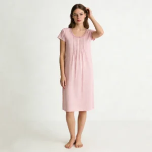 QinQin Elegant Casual Soft Women's One-piece Knee Length Nightgown Lace Details Cozy Comfortable Home Wear Summer