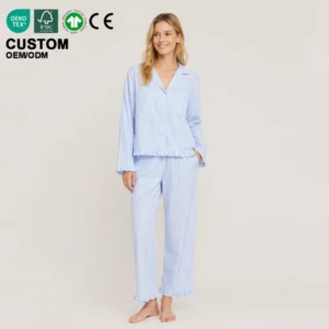 Sleepwear Set for Women Two Pieces Pajamas for Women Set Eco-Friendly Women's Lounge Wear Sets Long Sleeve Ladies Nightwear Set