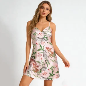 QinQin Summer Wholesale Nightgowns Dresses for Women Sleeveless V-neck Bamboo Pajamas Casual Pajama Set Women Nightgown