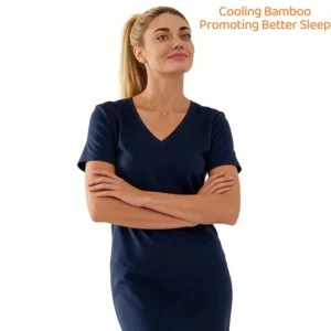 QinQin Elegant Knee Length Short Sleeve Breathable Bamboo Solid Women's Custom Logo Night Dress Pajamas