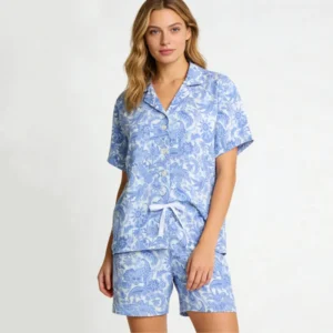 QinQin Top Sale Elegant Casual Breathable Lightweight Women's Short-sleeve and Shorts Pajamas Sets Short Nightwear for Summer