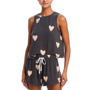 QinQin Elegant Custom Printed Summer Front Lightweight Breathable Soft Women's Sleeveless Top & Shorts Pajama Set