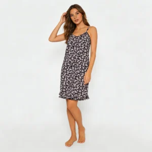 QinQin Fashionable Custom Printing Stretchy Lightweight Women's One-piece Night Dress Heart Print Chemise Comfortable Home Wear