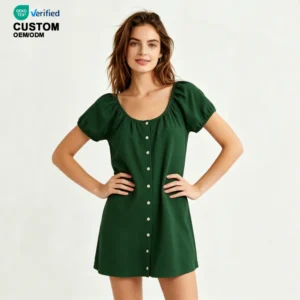 QinQin Stylish Women's Solid One Piece Nightgown Breathable Seersucker Short Sleeve Night Dress Women Skin-friendly Sleepwear