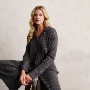 QinQin High Quality Elegant Cozy Soft Comfortable Women's Long-sleeve V-neck Elastic Waist Breathable Pants Pajamas Set Warm