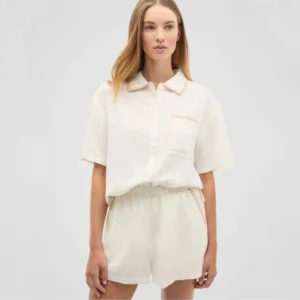 QinQin New Arrival Summer Soft Breathable Turn-down Collar Women's Short-sleeve Shorts Pajamas Sets Comfortable Elastic Waist