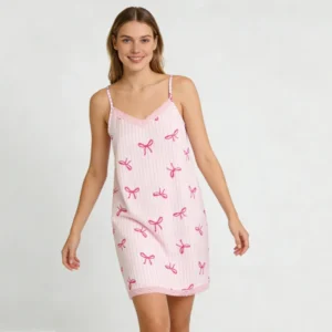 QinQin Elegant Stylish Custom Printing Soft Comfortable Breathable Women's One-piece Nightgown Lace Design Lightweight Chemise
