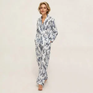 QinQin New Arrival Floral Printing Breathable Women's Long-Sleeve and Pants Pajamas Sets Smooth Lightweight Nightwear for Home