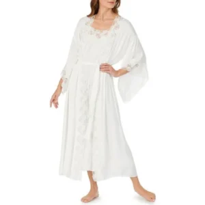 QinQin New Arrival Elegant Glamorous Flowy Comfortable Women's Night Dress Robe Pajamas Lace Design Front Lightweight Loungewear