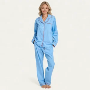 QinQin Hot Sale Fashionable Casual Comfortable Women's Long-sleeve and Pants Pajamas Sets With Front Logo Breathable Sleepwear