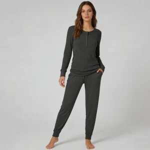 QinQin ODM Elegant Casual Autumn Spring Comfortable High Quality Breathable Lyocell Long Sleeve Front Women's Pajamas Set