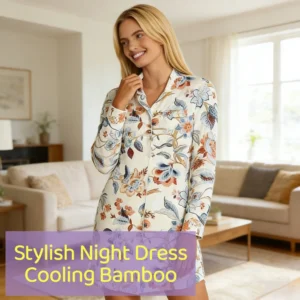 QinQin Women's Elegant V-neck Long Sleeve Knee Length Customizable Soft Comfortable One Piece Nightgown Pajamas