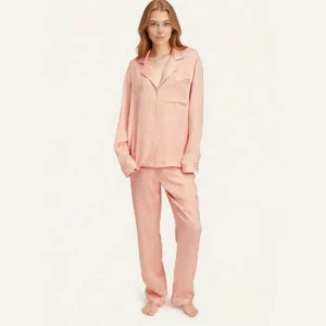 QinQin Stylish Elegant Lightweight Flattering Comfortable Soft Women's Long-sleeve Pants Pajamas Sets Breathable V-neck