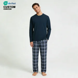 QinQin Men's Casual Classic Two Pieces Pajamas Sets Long Sleeve and Pants Nightwear for Home Winter Comfortable Modal Loungewear
