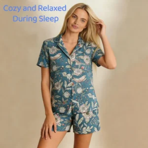 QinQin Women's Soft Loungewear Set Two Pieces Custom Made Pyjama Set Women Short Sleeve and Shorts Pajamas Sets Summer Sleepwear