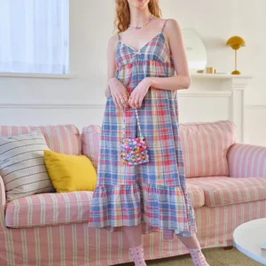 QinQin Summer Spring New Arrival Sweet Style Soft Breathable Lightweight Women One-piece Casual Dress