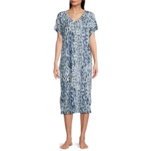 QinQin Wholesale Custom Printing Stylish Flattering Comfortable Women's One-piece Night Dress Pajamas With Front Logo for Home
