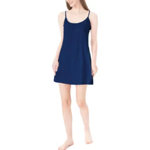 QinQin Elegant Bamboo Super Soft Comfortable Cozy Lightweight Short Sleeve One-piece Night Dress Women Pajamas Breathable Summer