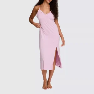 QinQin Elegant Glamorous Lightweight Flattering Comfortable Women's One-piece Night Dress Pajamas Soft Breathable Stretchy Front