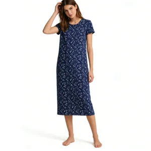 QinQin New Arrival Custom Printing Stretchy Flattering Women's One-piece Nightgown Short-sleeve Comfortable Night Dress Summer