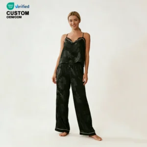 QinQin Women's Fashionable Lightweight Elastic Waist Breathable Camisole Top Pants Pajamas Set Custom Logo Sleepwear Two-Piece