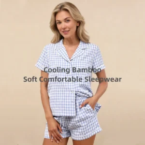 QinQin Women's Short Pajamas Set Comfortable Bamboo Summer Sleepwear Set Classic Private Logo Pyjamas Women Two Pieces Home Wear