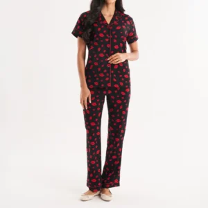 QinQin Custom Printing Elastic Waist Spring/Autumn Elegant Summer Comfortable Casual High Quality Front Logo Women Pajamas