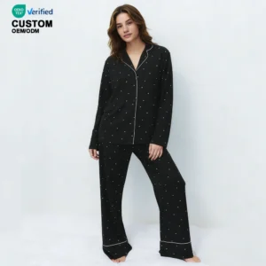 QinQin New Arrival Women's Elegant Soft Touch Bamboo Pajamas Set Casual Loungewear Breathable Long Sleeve Pants