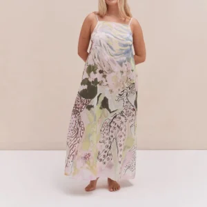 QinQin Summer Spring Lightweight Breathable Comfortable Soft Elegant Custom Women Front Full Length Lyocell Night Dress Pajamas
