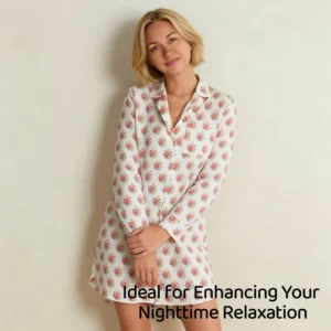 QinQin Women Long Sleeve Pajamas Loungewear Custom Printing Sleepwear Breathable Bamboo One Piece Nightgown Women Night Dress