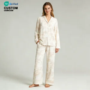 QinQin New Arrival Women's Custom Printed Front V-neck Long Sleeve Pants Pajamas Set Breathable Modal Soft Women's Loungewear