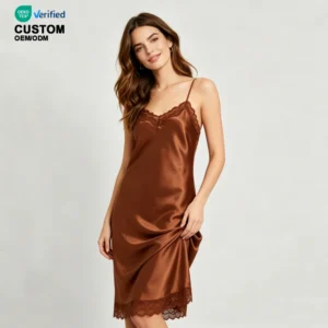 QinQin Women's Elegant Knee Length Lace Chemise One Piece Pajama Night Dress Summer Loungewear