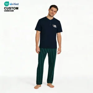QinQin Men's Classic Short Sleeve and Pants Nightwear for Home Two Pieces Pajamas Sets Casual Comfortable Modal Loungewear Set