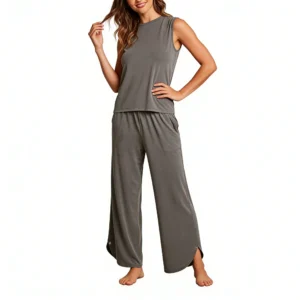QinQin Stylish Trendy Stretchy Lightweight Breathable Women's Tank Pants Pajamas Cozy Casual Super Soft Elastic Waist Loungewear