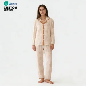 QinQin Women's Custom Printing Soft Lyocell Pajamas Sets Elastic Waist Sleepwear All Seasons Elegant Flattering Front Loungewear