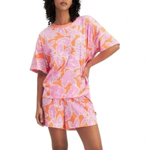 QinQin 2025 Custom Logo Women's Casual Knitted Pajamas Set Elastic Waist Front Soft Two-Piece Summer Spring Wholesale Sleepwear